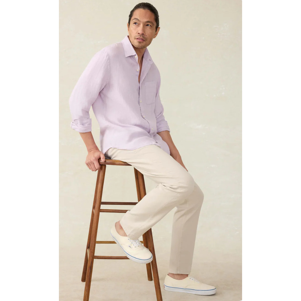 Faherty Men's Laguna Linen Shirt in Wisteria